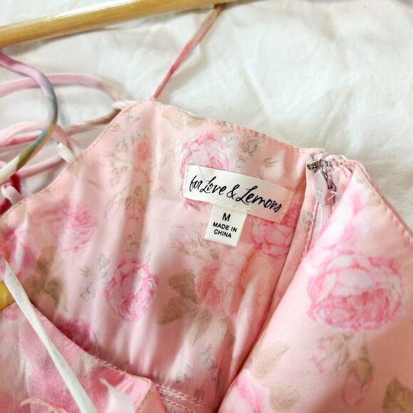 NWOT For Love & Lemons Lisa Bouquet Watercolor Floral Maxi Dress Pink Medium - Picture 8 of 15